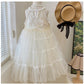 Kids Fashion Girls' Dress Summer Sleeveless Strap Dress Princess Dress White 22X074