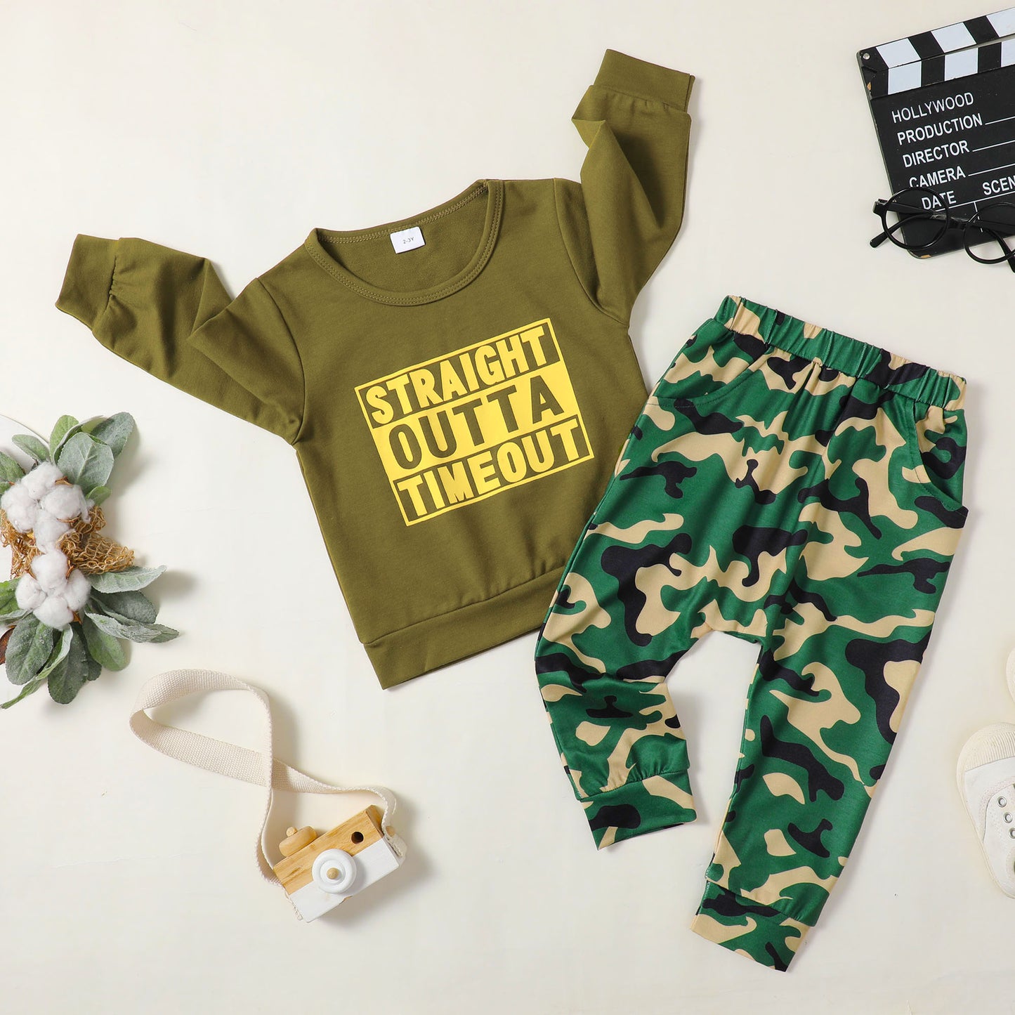Baby Clothes Baby Outfit Long Sleeve Camouflage Print Pants 2PCS 32105622