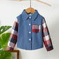 Baby Boys Clothes Plaid Print Turn Down Collar Shirt 1Pcs Gentle Outfits Blue Red Plaid 232206007