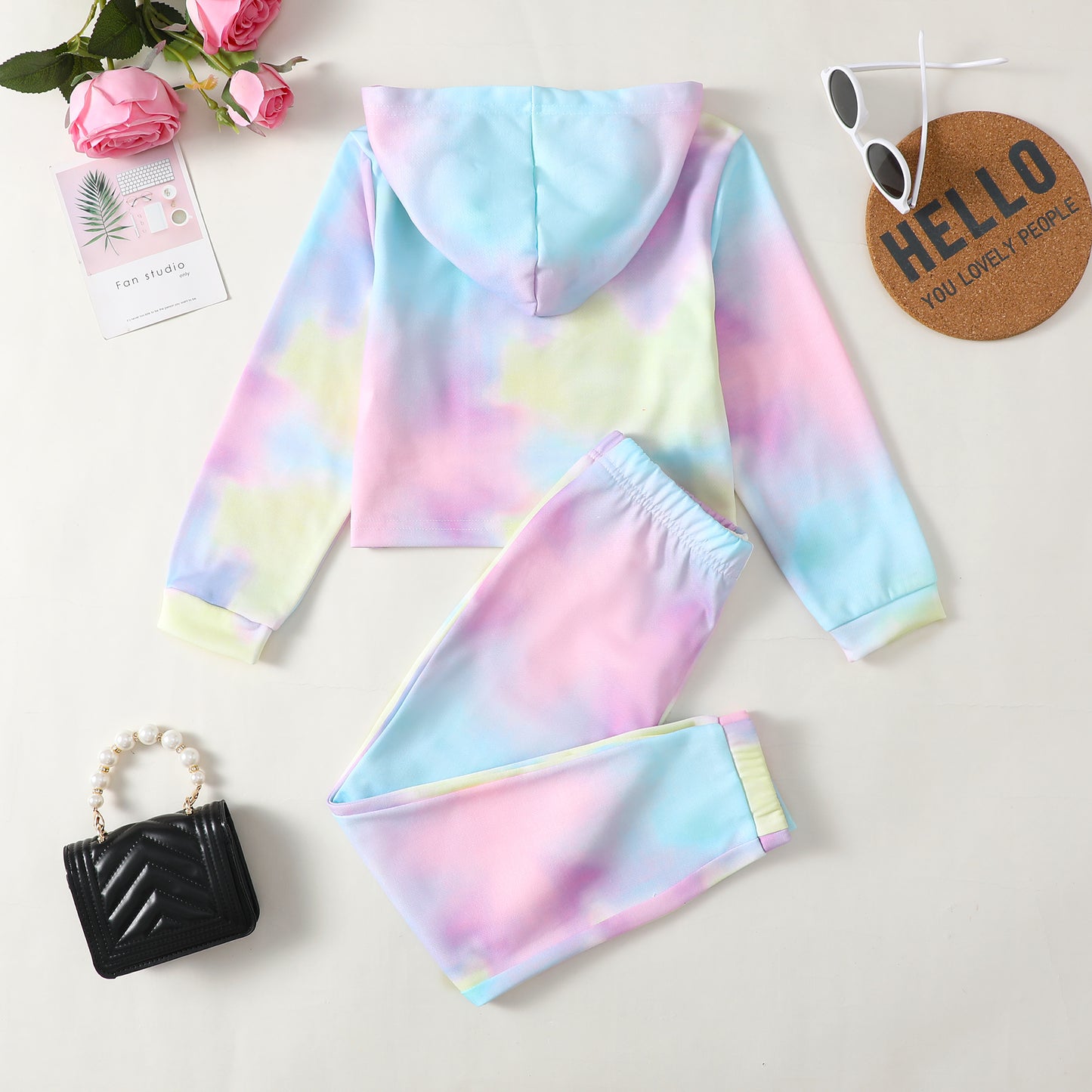 Baby Clothes Baby Outfits Multicolor Butterfly Print Hoodie Pants 2PCS Black Suit 132206013
