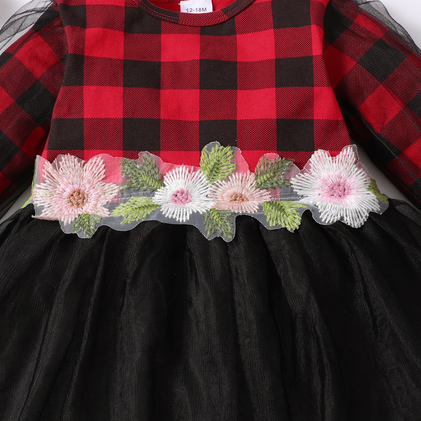 Baby Girls Dress 1PCS Autumn Dress Floral Plaid Print Splice Dress  132206456