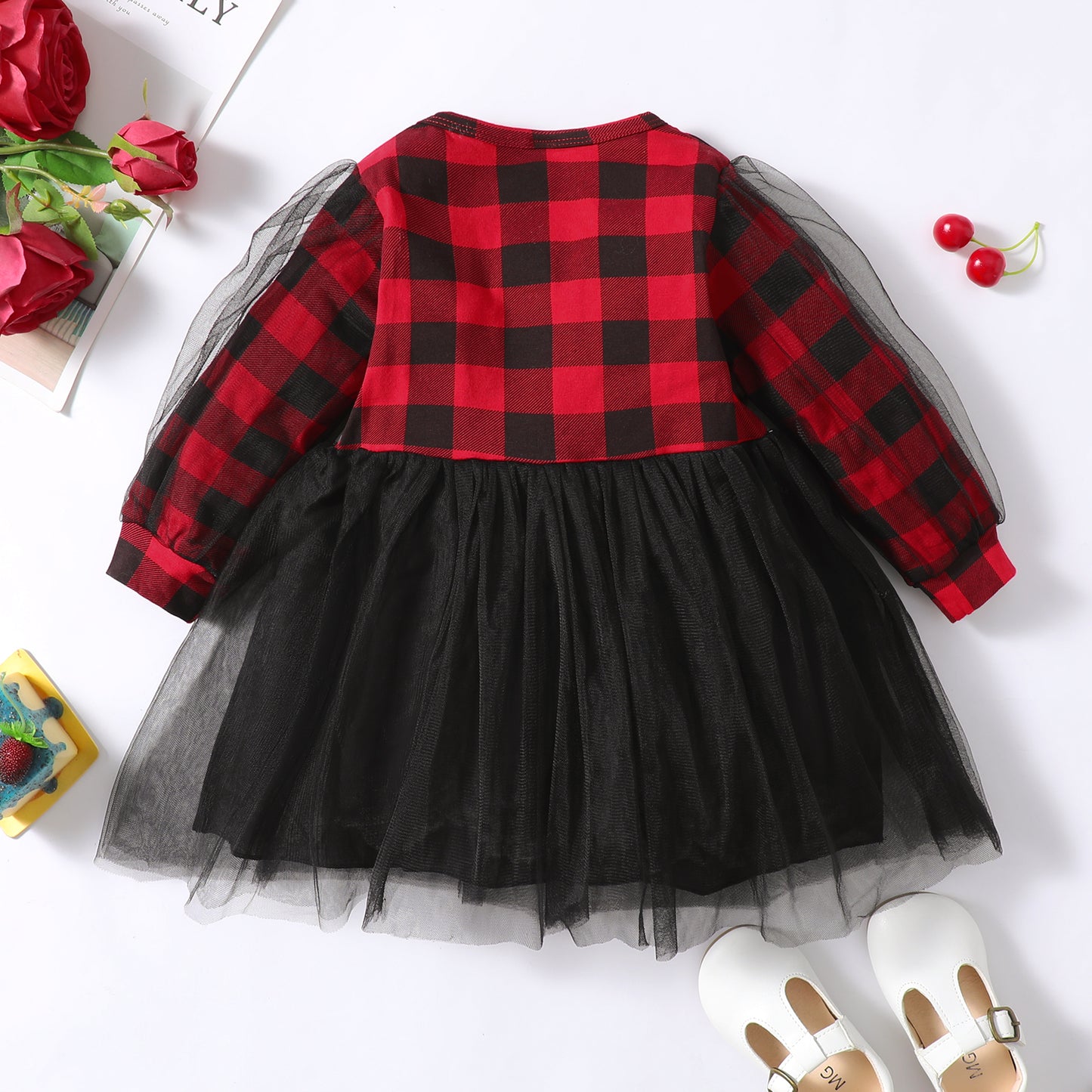 Baby Girls Dress 1PCS Autumn Dress Floral Plaid Print Splice Dress  132206456