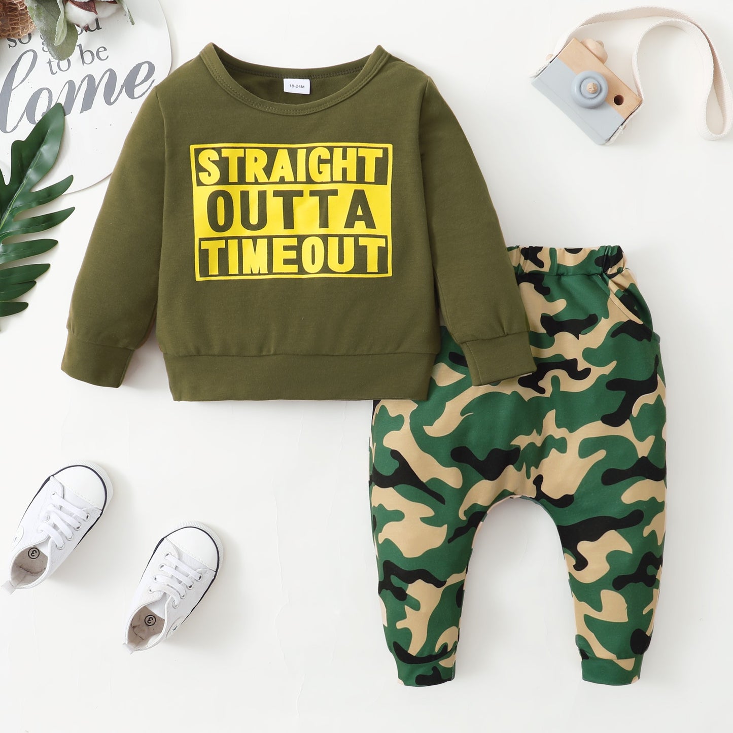 Baby Clothes Baby Outfit Long Sleeve Camouflage Print Pants 2PCS 32105622