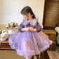 Baby Girls Ins Style Long Sleeve Princess Dress Puffy Dress Purple 2259