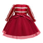 Princess Dress For Little Baby Girls Stripe Long Sleeve Winter Round Neck Performance Dress One Piece Party Dress Red 2396