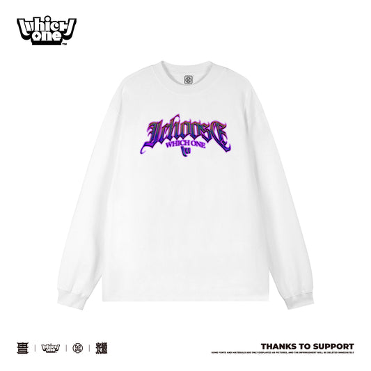 Customized Long Sleeve Round Neckline, fluorescent name, black, white, pure cotton, matching outfits, whatever design you wantDZ2212CX