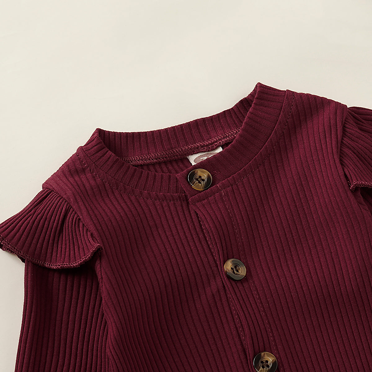 Baby Girls Romper Jumpsuit Onesies Bodysuit Solid Color Long Sleeve Round Neck Romper Red MO197643-1