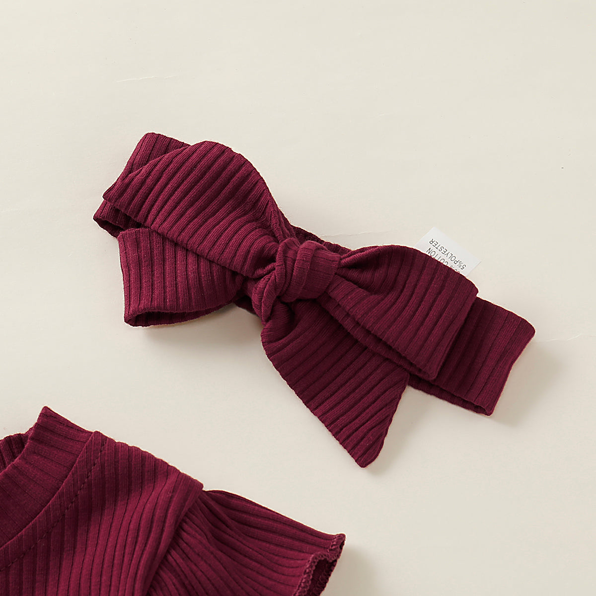 Baby Girls Romper Jumpsuit Onesies Bodysuit Solid Color Long Sleeve Round Neck Romper Red MO197643-1