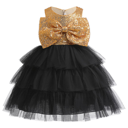 Toddler Baby Girls Princess Dress Sequins Bow Sleeveless Gauze Dress 1PCS Princess Dress 2855