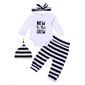 Baby Clothes Baby Romper Text Print Hoodie 2PCS Long Sleeve Trousers Suit Hat Included 190450