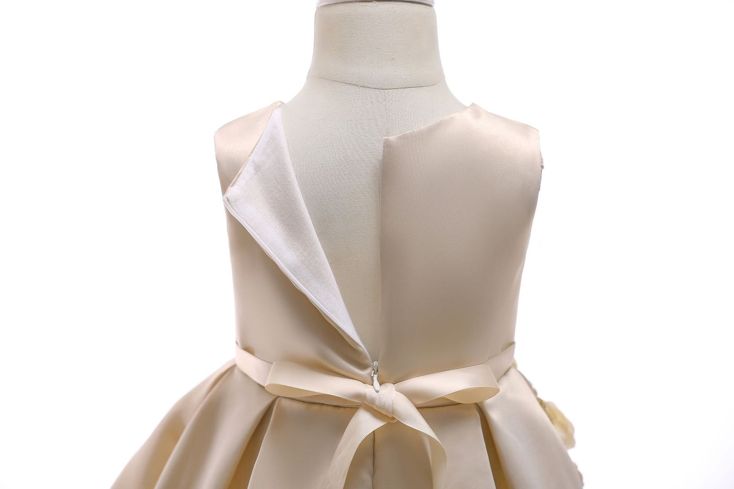 Kid Girls Princess Dress Solid Color Embroidery Sleeveless Round Neck Puffy Dress 1PCS Princess Dress-2948