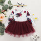Baby Girls Outfits Floral Print Splice Gauze Dress Headband 2Pcs Clothes YMX2010254