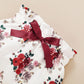 Baby Girls Outfits Red Color Romper Top Rose Print Pants Headband 3Pcs Winter Clothes Set MOYMX2006064-3