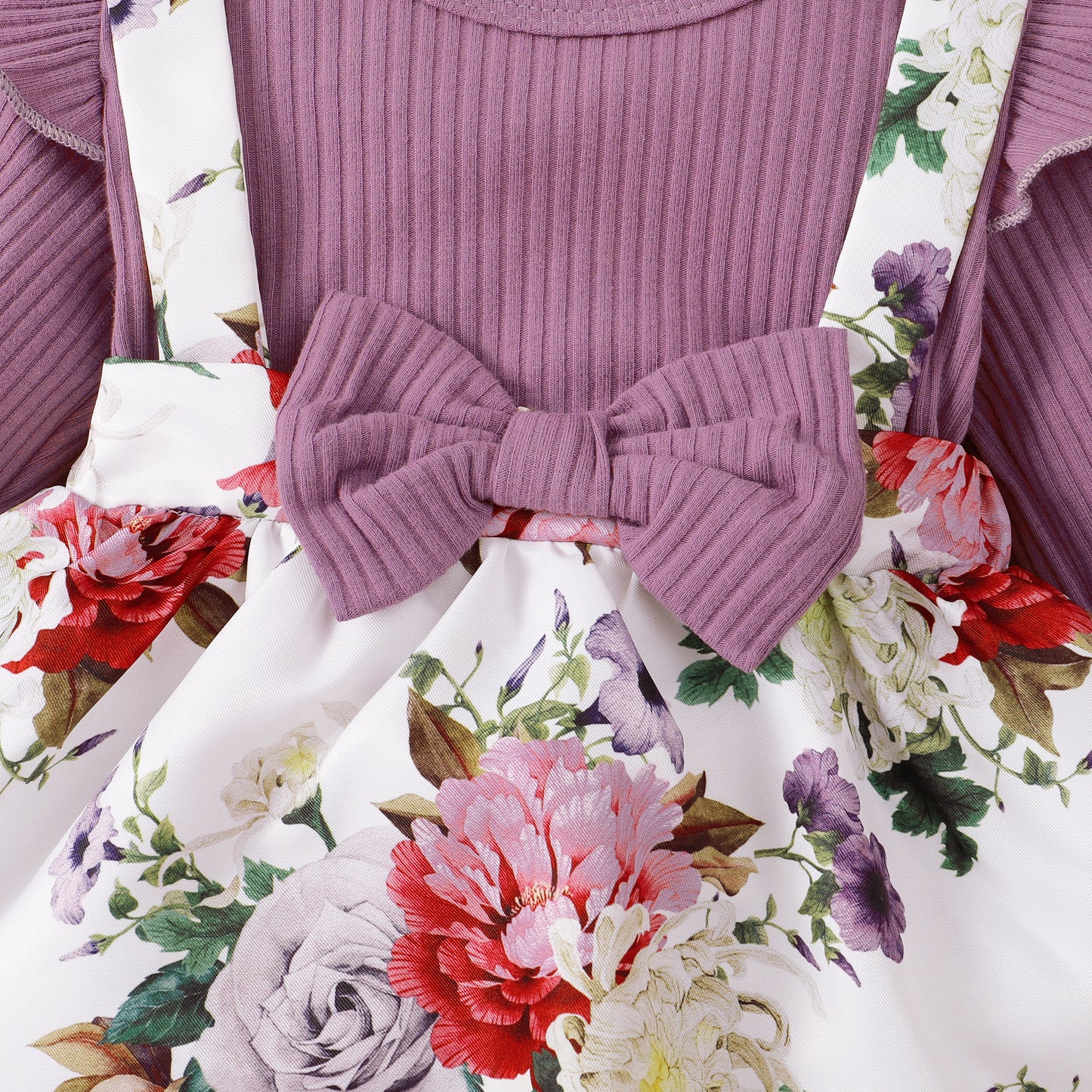 Newborn Baby Girl Clothes Long Sleeve Romper Top Ruffle Strap Skirt Outfits Set Baby Girl Overall Dress 32107007-2