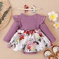 Newborn Baby Girl Clothes Long Sleeve Romper Top Ruffle Strap Skirt Outfits Set Baby Girl Overall Dress 32107007-2