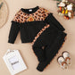 Baby Girls Outfits Long Sleeve Leopard Print Round Neck Top +Elastic Pants 2Pcs Clothes Set 32107161-1