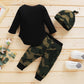 Baby Clothes Baby Romper Text Print Hoodie 2PCS Long Sleeve Trousers Suit Hat Included YMX2008185