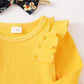 Baby Girls Outfits Solid Color Romper Top Sunflower Print Pants Headband 3Pcs Winter Clothes Set 32110704