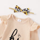 Baby Girls Outfits Khaki Color Romper Top Sunflower Print Pants Headband 3Pcs Winter Clothes Set DU32106022