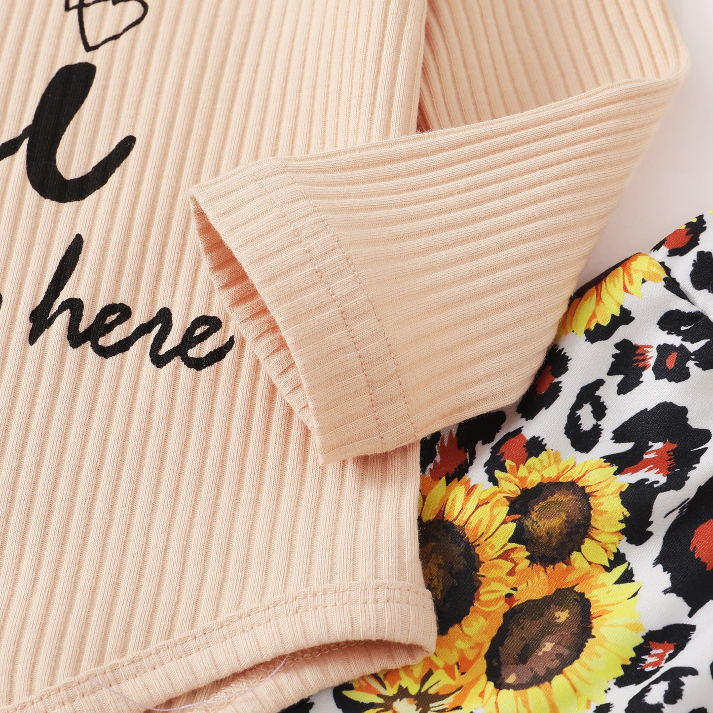 Baby Girls Outfits Solid Color Romper Top Sunflower Print Pants Headband 3Pcs Winter Clothes Set F132111601