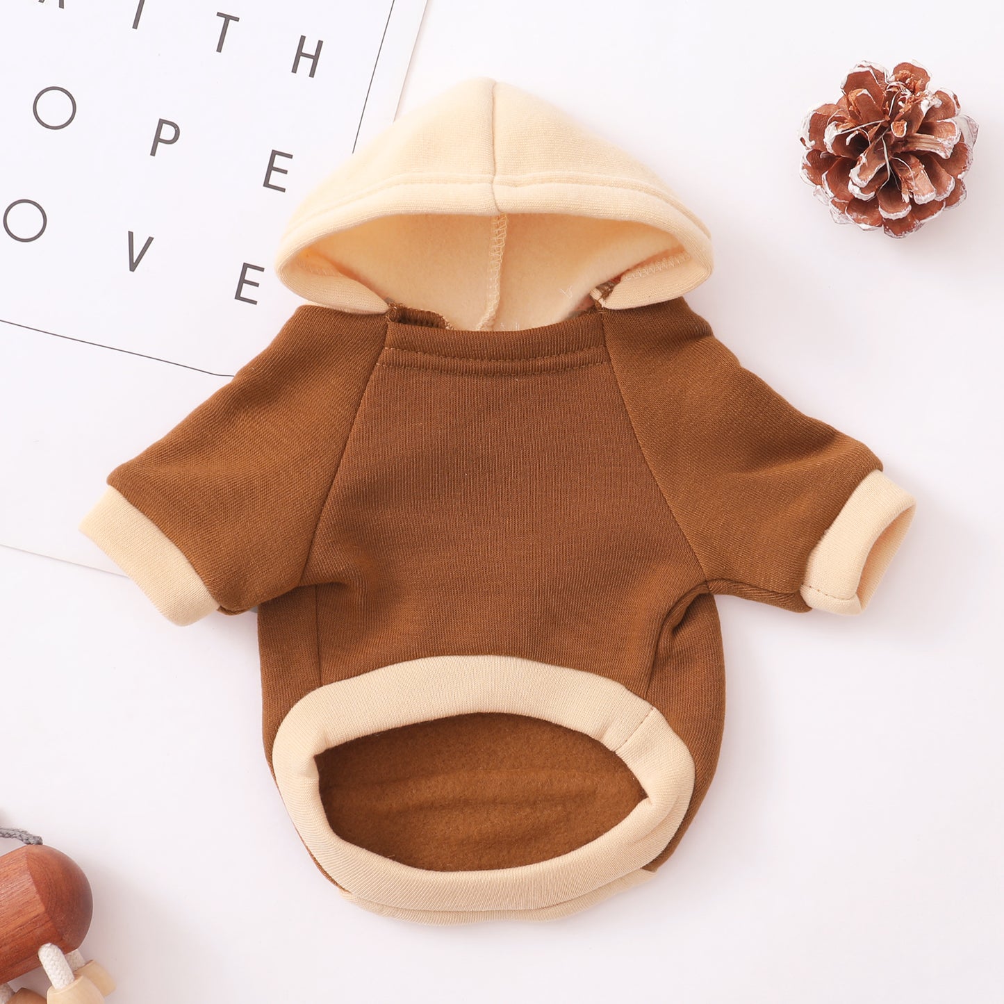 Pet Dog and Cat Clothes Pet Fashion Hoodie with Pockets Brown HA32108006-1