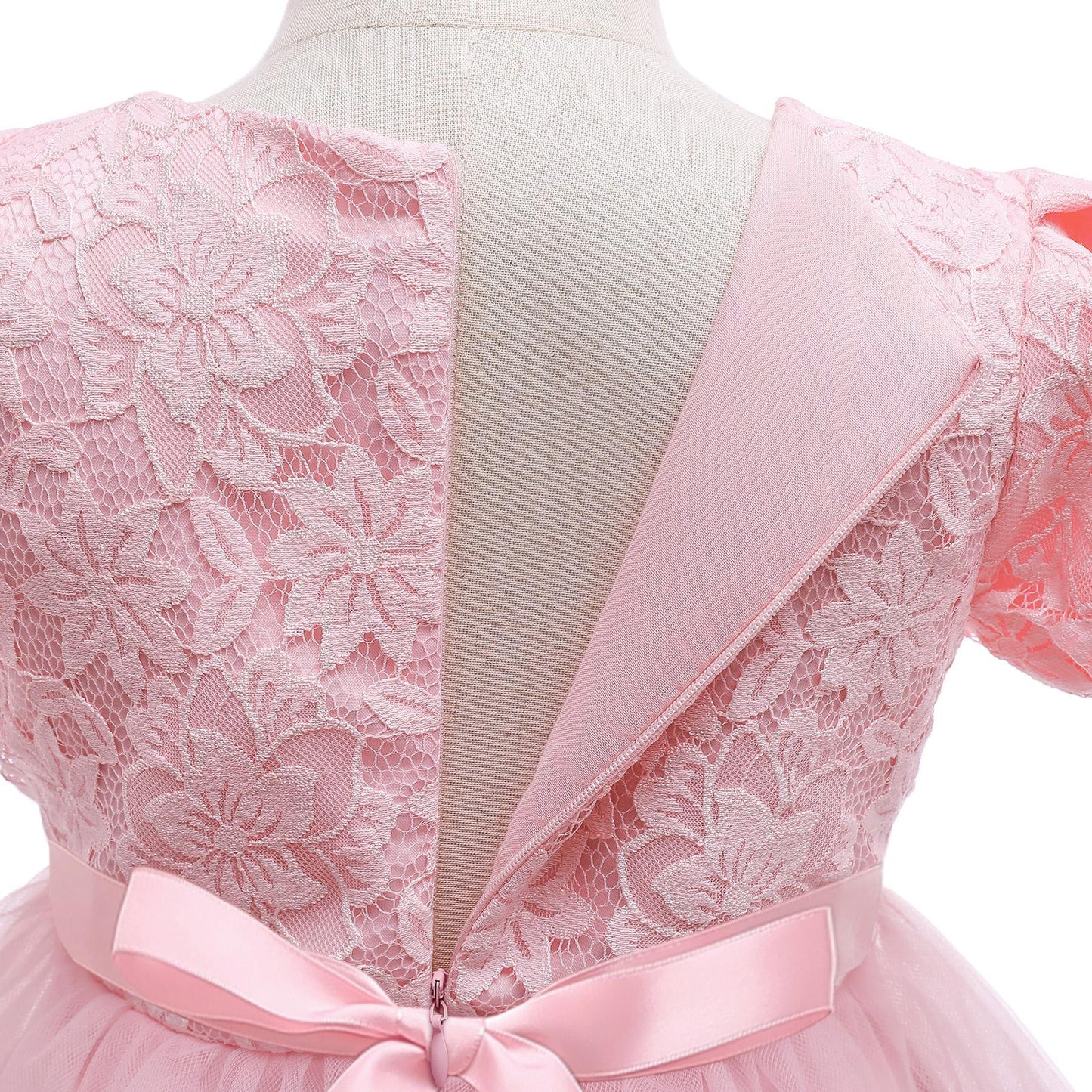 Girls Dress New Short Sleeve Children's Wear Birthday Princess Dress Puff Sleeve Mesh Dress2359