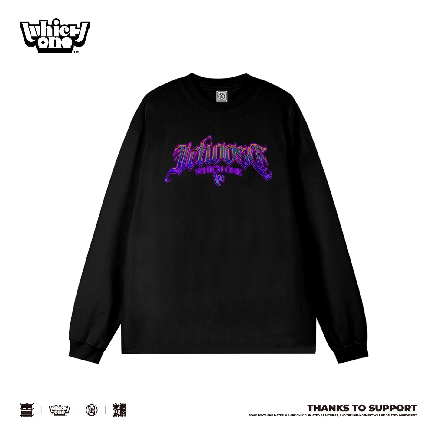 Customized Long Sleeve Round Neckline, fluorescent name, black, white, pure cotton, matching outfits, whatever design you wantDZ2212CX