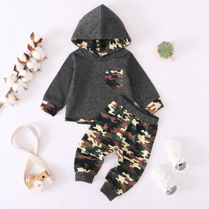 Baby Clothes Baby Outfits Camouflage Print Hoodie Pants 2PCS Black Suit 32108616