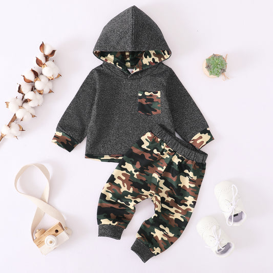 Baby Clothes Baby Outfits Camouflage Print Hoodie Pants 2PCS Black Suit 32108616