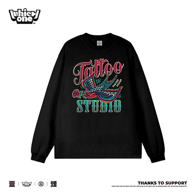Customized Long Sleeve Round Neckline Top TATTOO, black, white, pure cotton, matching outfits, whatever design you wantDZ2211CX