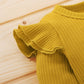 Baby Girls Outfits Solid Color Romper Top Sunflower Print Pants Headband 3Pcs Winter Clothes Set YMX2009208