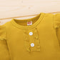 Baby Girls Outfits Solid Color Romper Top Sunflower Print Pants Headband 3Pcs Winter Clothes Set YMX2009208