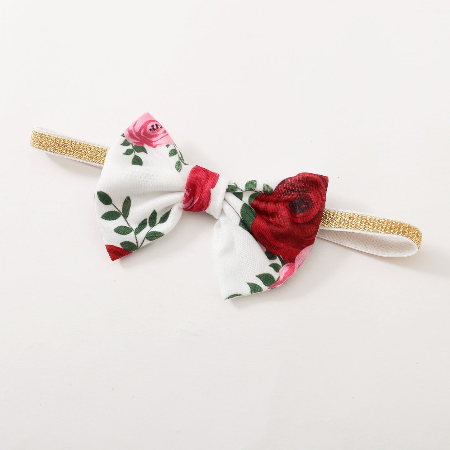Baby Girls Outfits Red Color Romper Top Rose Print Pants Headband 4Pcs Winter Clothes Set KM32107017