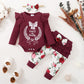 Baby Girls Outfits Red Color Romper Top Rose Print Pants Headband 4Pcs Winter Clothes Set KM32107017