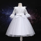 Baby Girls Princess Dress Lace Long Sleeve Snow White One Piece White C666