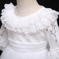 Baby Girls Princess Dress Lace Long Sleeve Snow White One Piece White C666