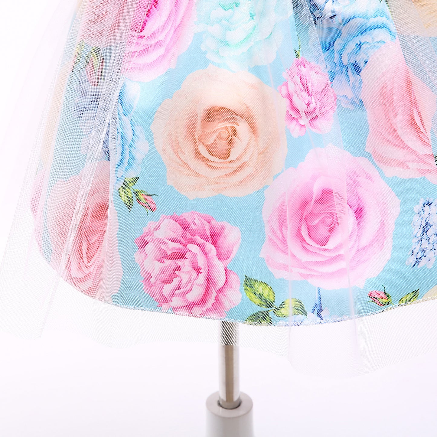 KID FASHION Girls Dress Light Blue New Satin Bow Children's Princess Dress Dress Skirt Gauze Skirt  8315