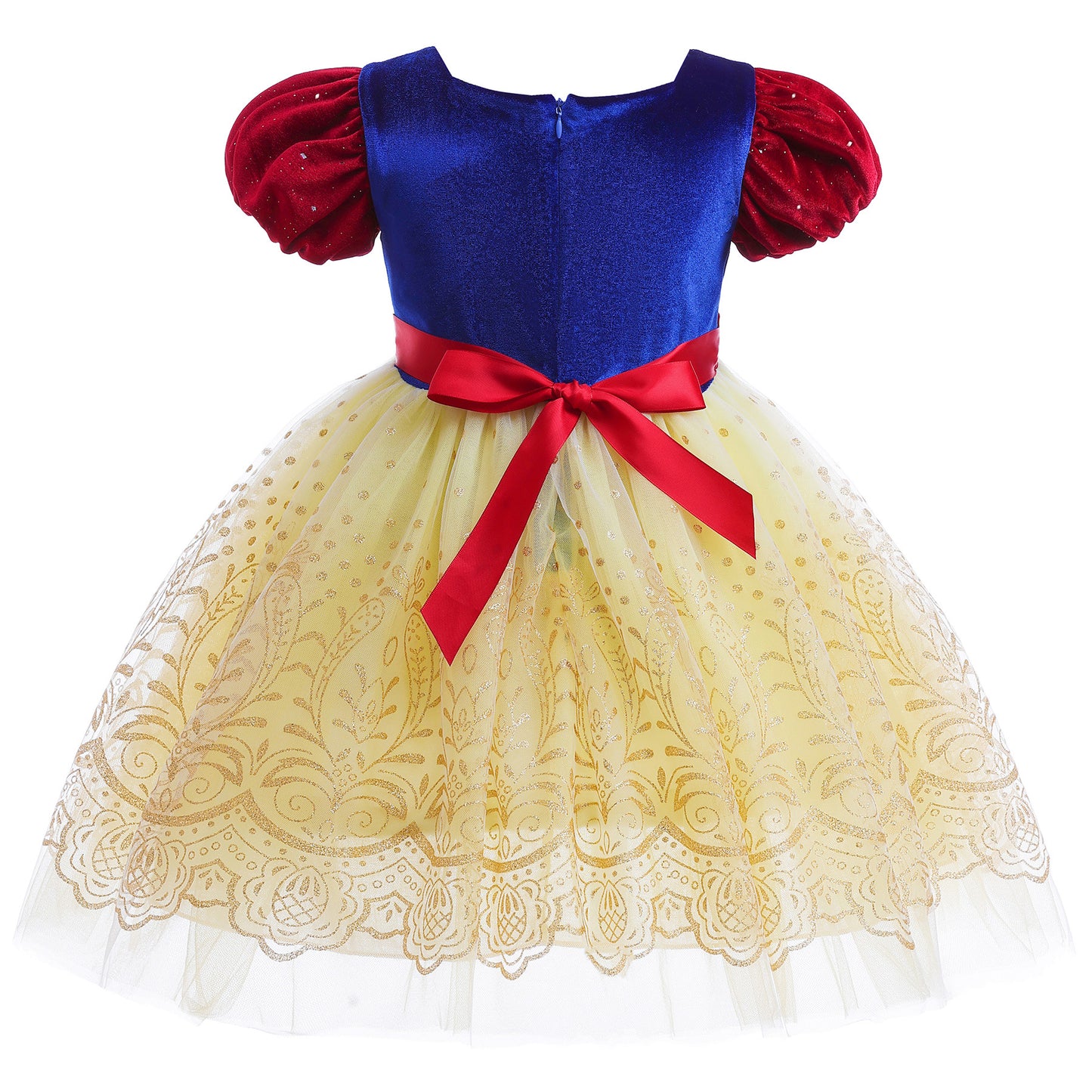 Kids fashion Girls Princess Dress Snow White Bubble Sleeve Gauze Dress 1PCS Princess Dress Blue 8434