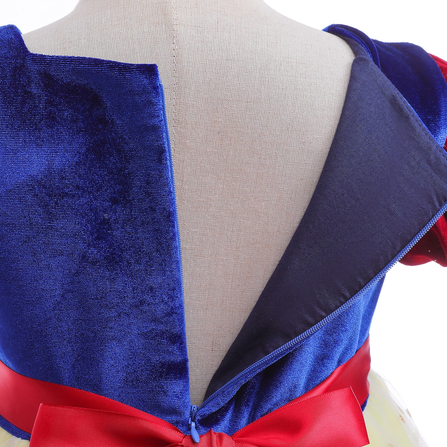 Kids fashion Girls Princess Dress Snow White Bubble Sleeve Gauze Dress 1PCS Princess Dress Blue 8434