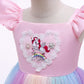 Princess Dress For Unicorn Print Gauze Sleeveless Square Neck Dress Princess One Piece Party Dress ,Pink S840