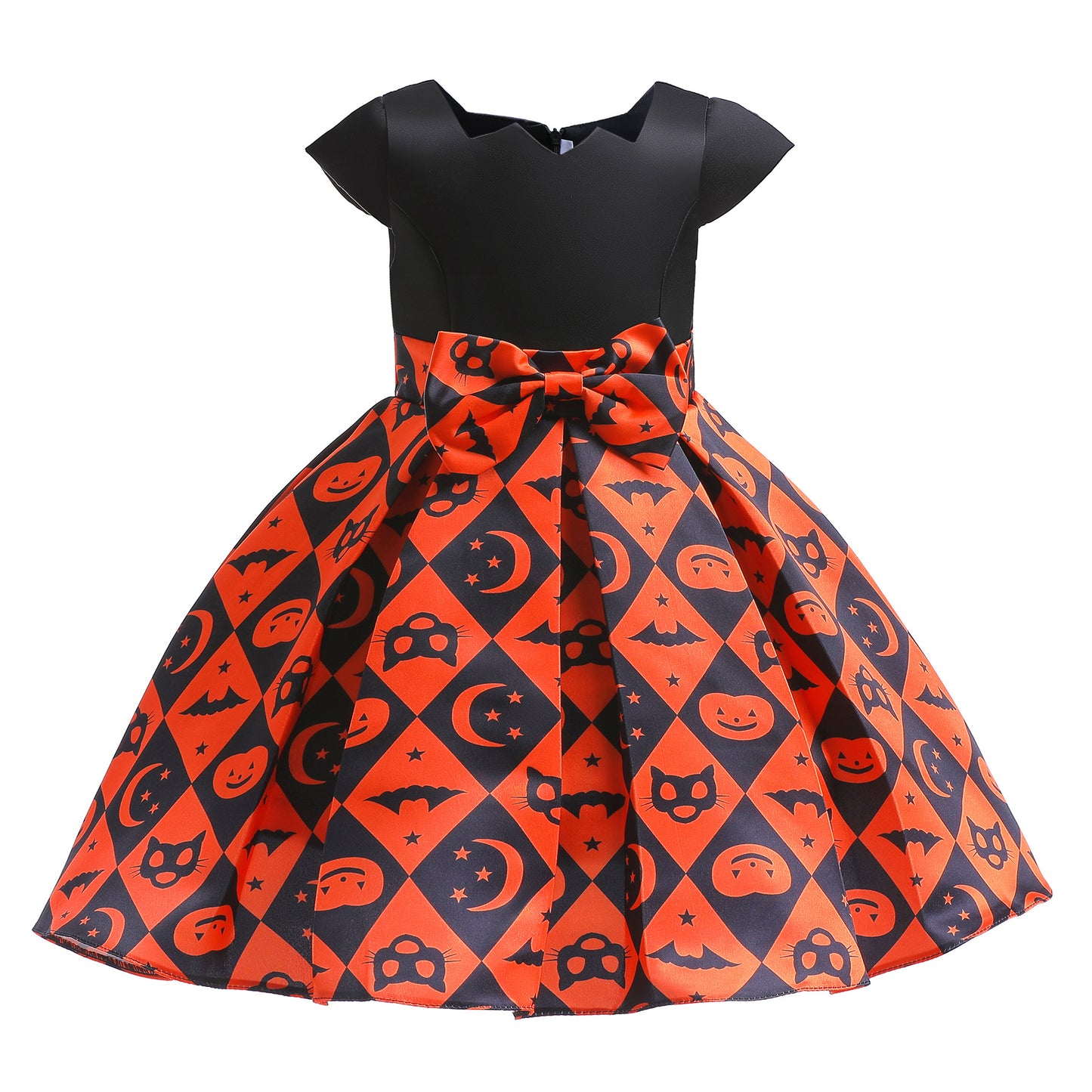 Princess Dress Fashion Pattern Splice Halloween Dress 1PCS Princess Dress Black 8413