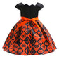 Princess Dress Fashion Pattern Splice Halloween Dress 1PCS Princess Dress Black 8413