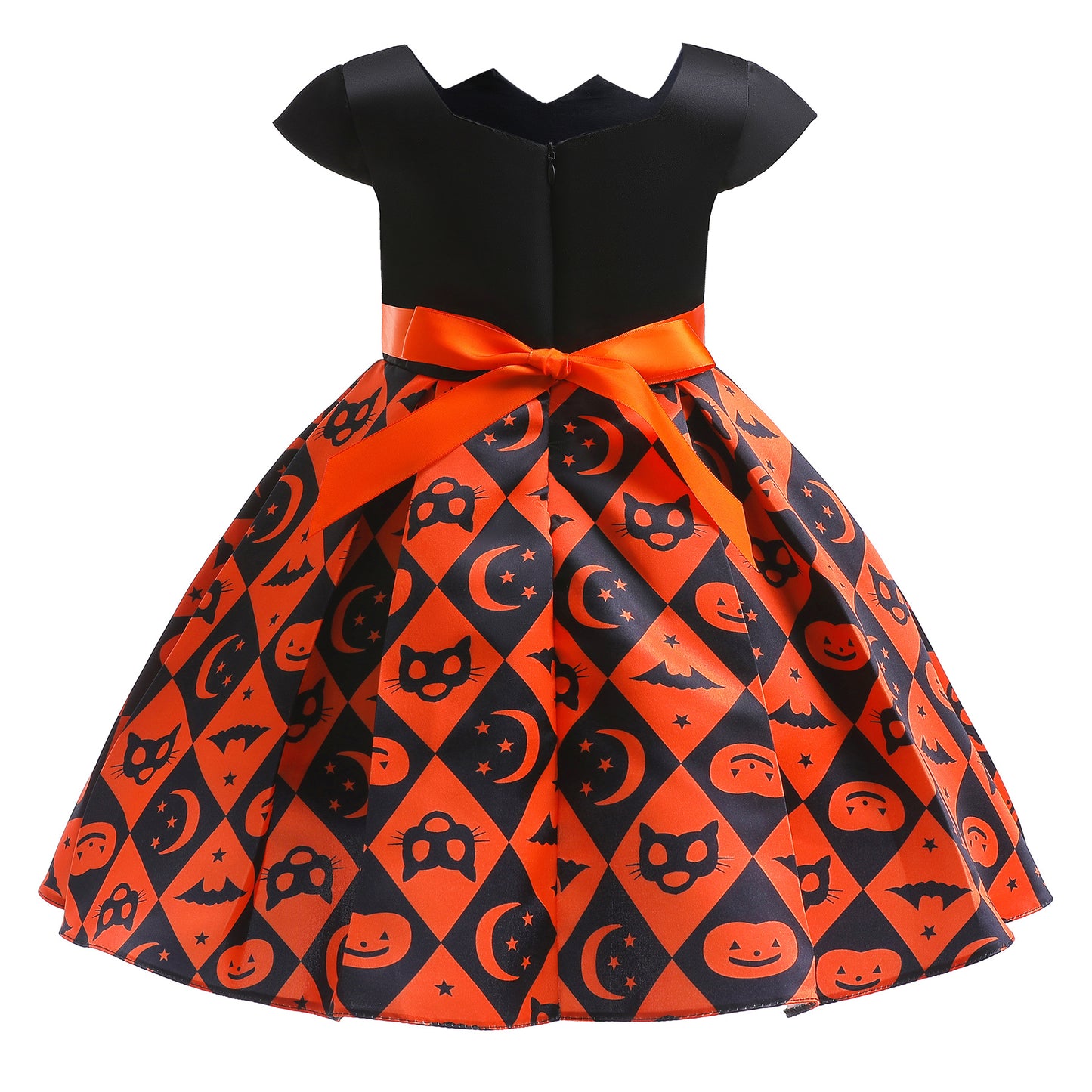 Princess Dress Fashion Pattern Splice Halloween Dress 1PCS Princess Dress Black 8413