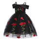 Kids Fashion Girls Princess Dress Off The Shoulder Rose Print Dress One Piece Performance Dress ZT-2910