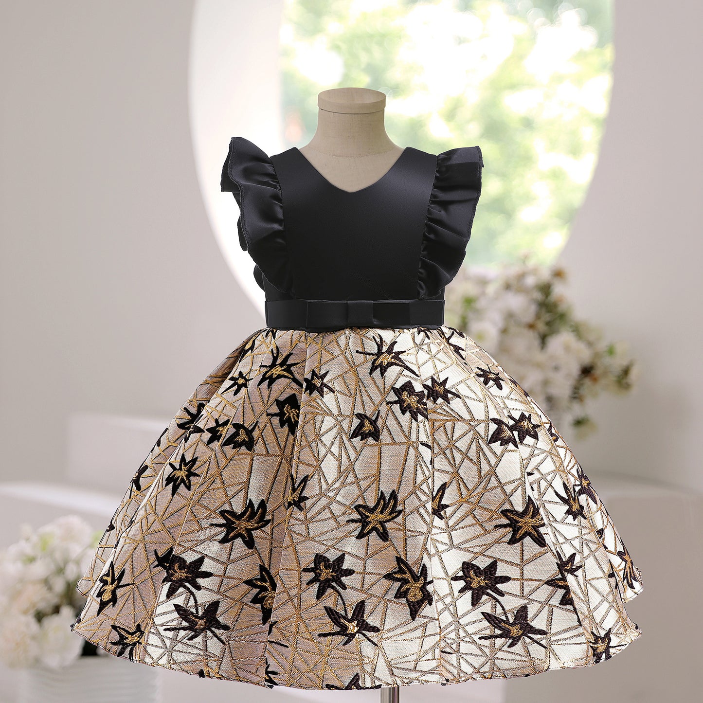 Toddler Baby Girls Princess Dress Star Embroidery Sleeveless Round Neck Bow Dress 1PCS Princess Dress 2782