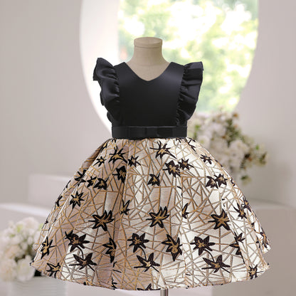 Toddler Baby Girls Princess Dress Star Embroidery Sleeveless Round Neck Bow Dress 1PCS Princess Dress 2782