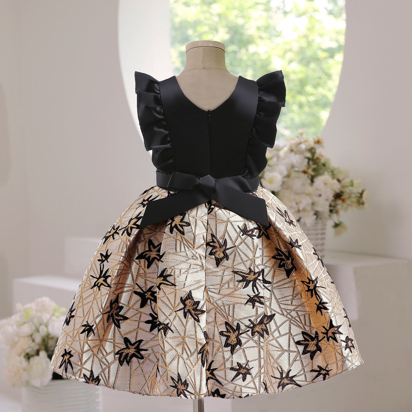 Toddler Baby Girls Princess Dress Star Embroidery Sleeveless Round Neck Bow Dress 1PCS Princess Dress 2782