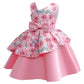 Baby Girls Princess Dress Floral Bow Sloping Shoulder Summer Performance Dress One Piece Party Dress ZT-8576
