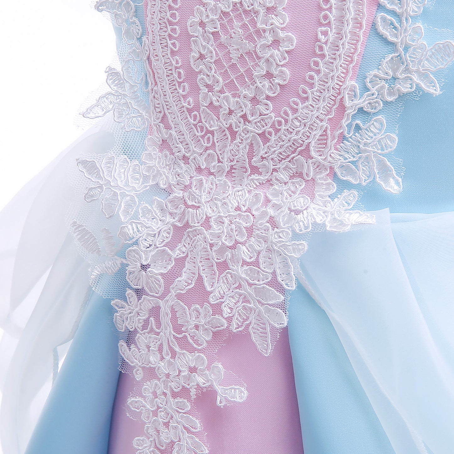 Toddler Baby Girls Princess Dress Bubble Sleeve Round Neck Embroidery Dress 1PCS Princess Dress Blue Z838