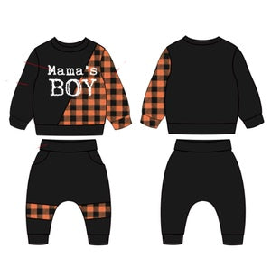 Baby Clothes Baby Outfit Long Sleeve Orange Plaid Print Pants 2PCS 32109616